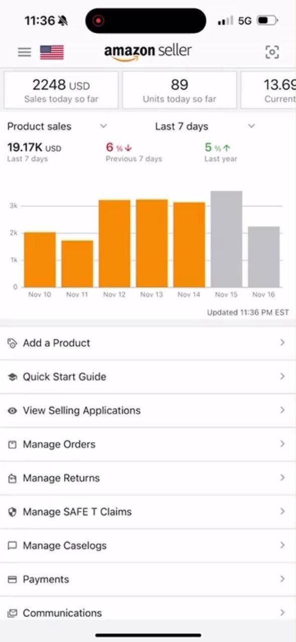 Amazon Seller dashboard screenshot 3